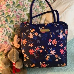 Tupperware Navy Floral Tote Bag